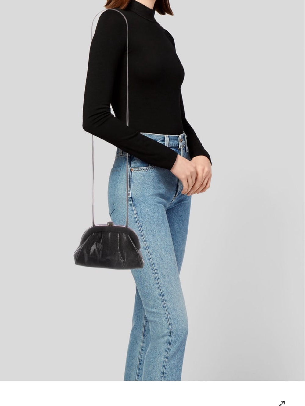 Bottega Veneta Black Lizard-Texture Crossbody Clutch - Picture 2 of 4